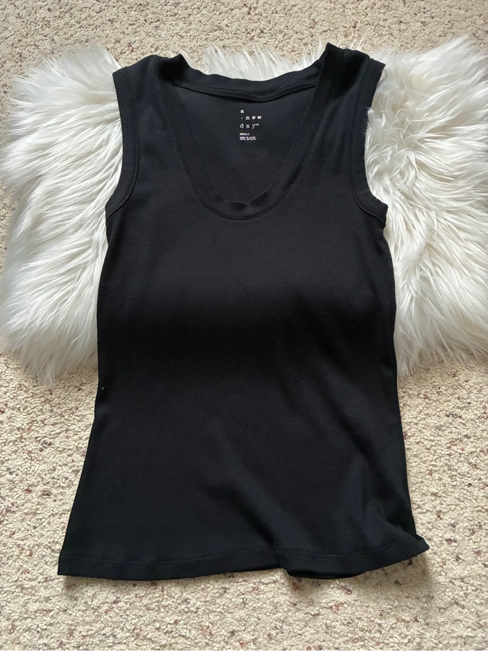 a new day Black Scoop Neck Ribbed Tank Top